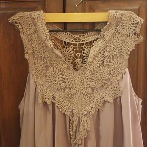 Taupe Lace midi Dress/ Tunic